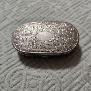 Vintage Sheffield Plate Silver Engraved Compact Case
